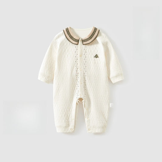 Cotton Snap-Up Long Sleeve Romper - Green Tree