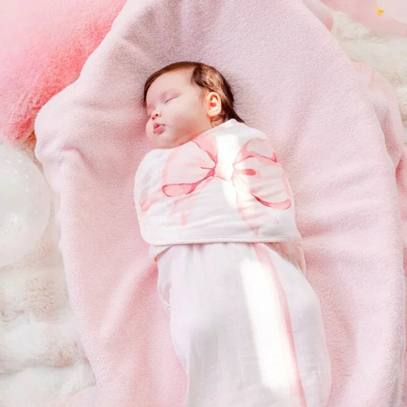 Organic Cotton Muslin Sleep Sack - Blue Adorable Bowknot - Organic Cotton Clubs