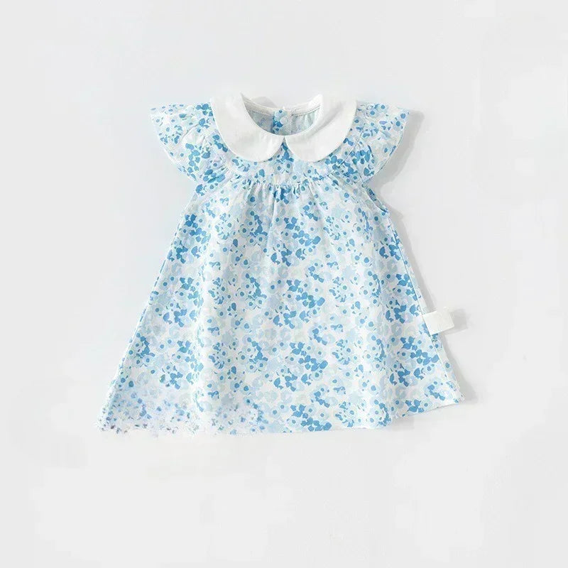 100% Cotton Short Sleeve Dress - Red Bowknot Garden - Organic Cotton Clubs