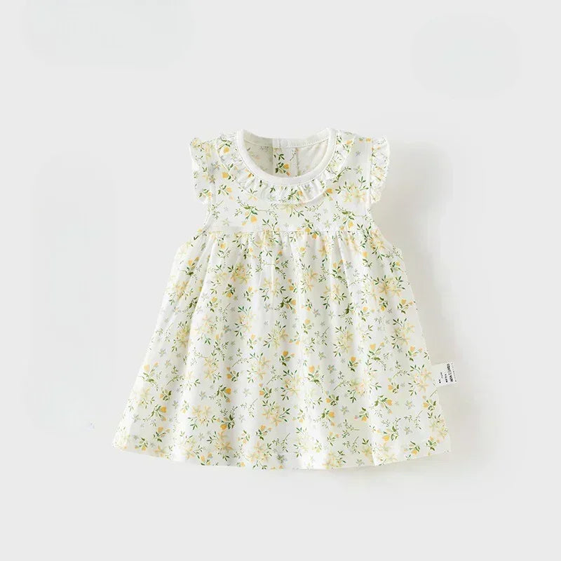 100% Cotton Short Sleeve Dress - Red Bowknot Garden - Organic Cotton Clubs