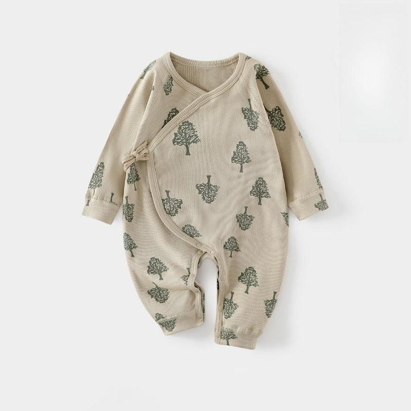 100% Cotton Long-Sleeve Kimono Romper - Pink Kitten