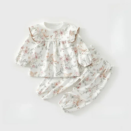 100% Cotton Long Sleeve Top & Pants Set - Fairy Garden