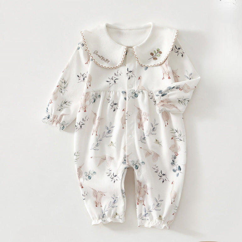 100% Cotton Long Sleeve Snap-Up Romper - Country House - Organic Cotton Clubs