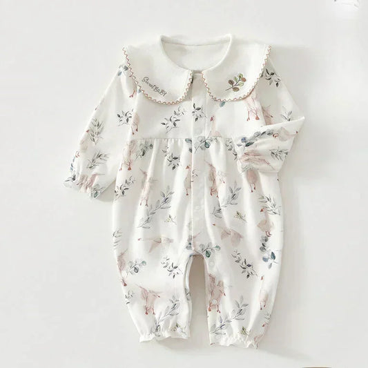 100% Cotton Long Sleeve Snap-Up Romper - Country House - Organic Cotton Clubs