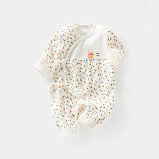 100% Cotton Long Sleeve Wrap Romper - Floral - Organic Cotton Clubs