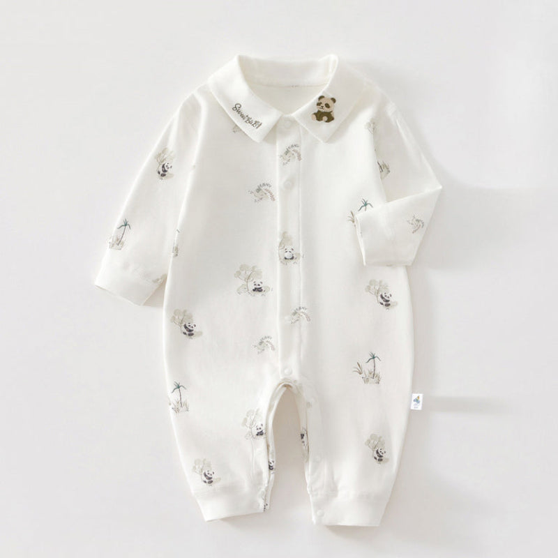 100% Cotton Long Sleeve Snap-Up Romper - Country House - Organic Cotton Clubs