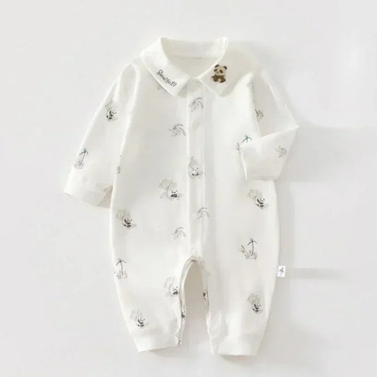 100% Cotton Long Sleeve Snap-Up Romper - Country House - Organic Cotton Clubs