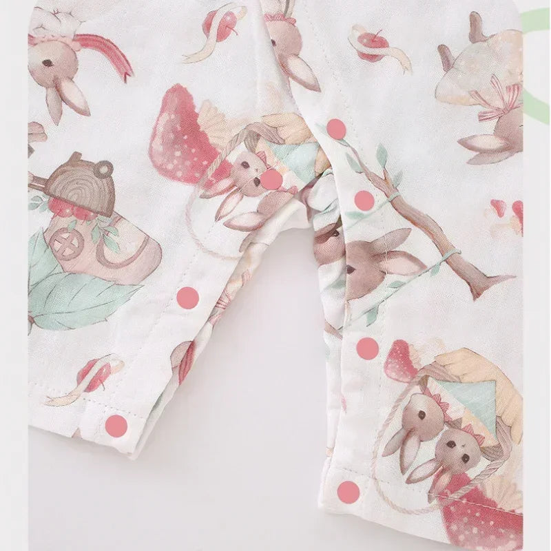 Cotton & Bamboo Muslin Long Sleeve Romper - Panda - Organic Cotton Clubs