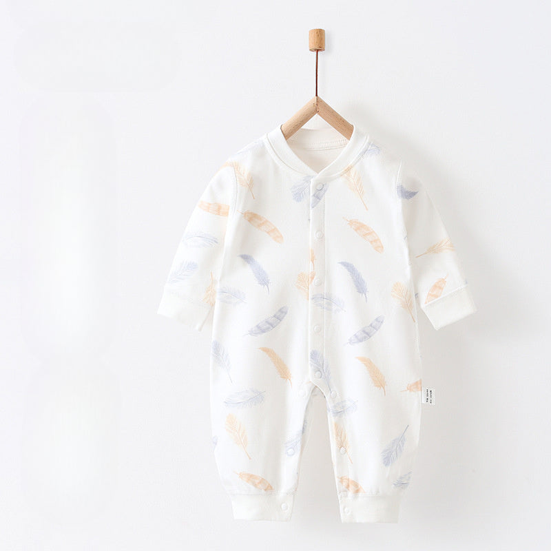100% Cotton Snap-Up Long Sleeve Romper - Park - Organic Cotton Clubs