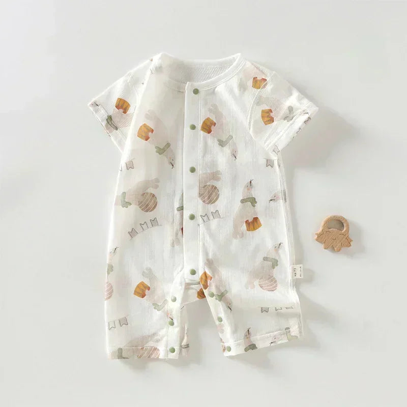 100% Cotton Short Sleeve Romper - Cute Squirrel - Organic Cotton Clubs