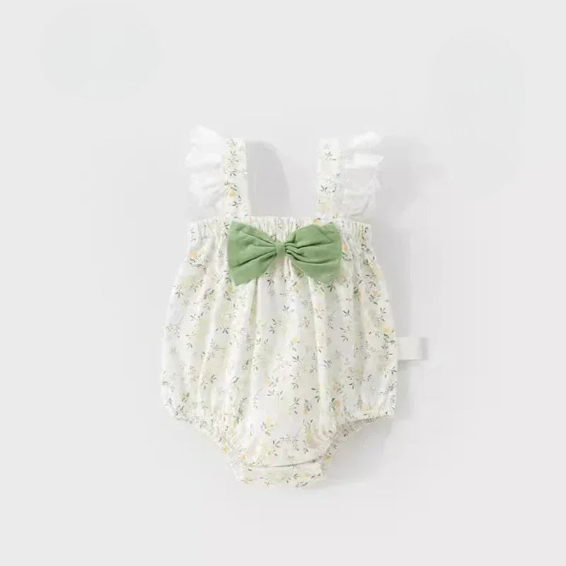 100% Cotton Sleeveless Bodysuit - Green Bunny Garden - Organic Cotton Clubs