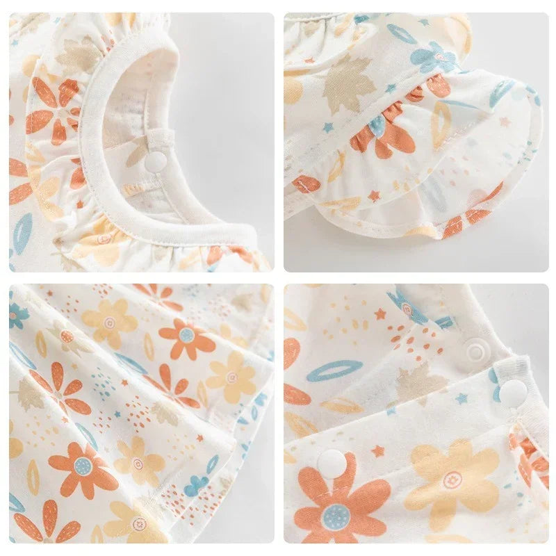 100% Cotton Flutter-Sleeve Dress - Cute Flowers - Organic Cotton Clubs