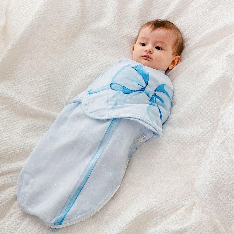 Organic Cotton Muslin Sleep Sack - Blue Adorable Bowknot - Organic Cotton Clubs