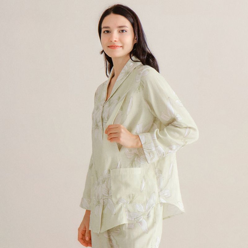 Organic Cotton Muslin Button-Up Maternity Pajama - Pomegranate - Organic Cotton Clubs