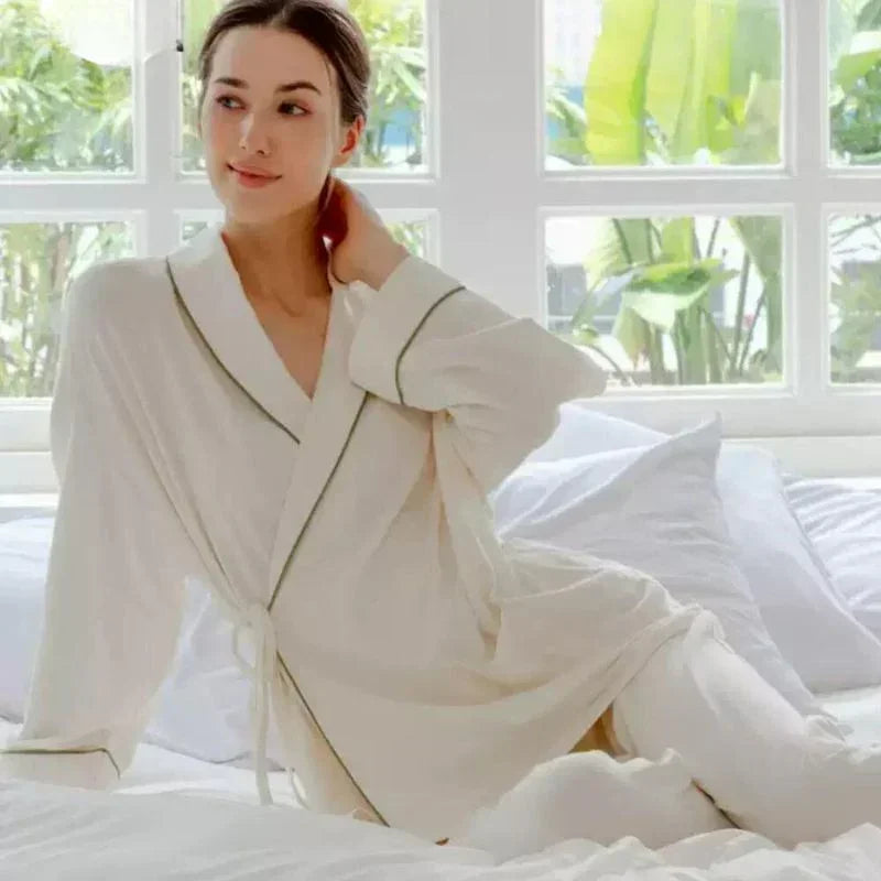 Cotton Wrap Maternity Pajama Set- Green - Organic Cotton Clubs