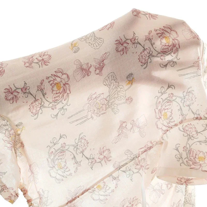 Cotton & Bamboo Muslin Short Sleeve Kimono Romper - Flamingos & Giraffes - Organic Cotton Clubs