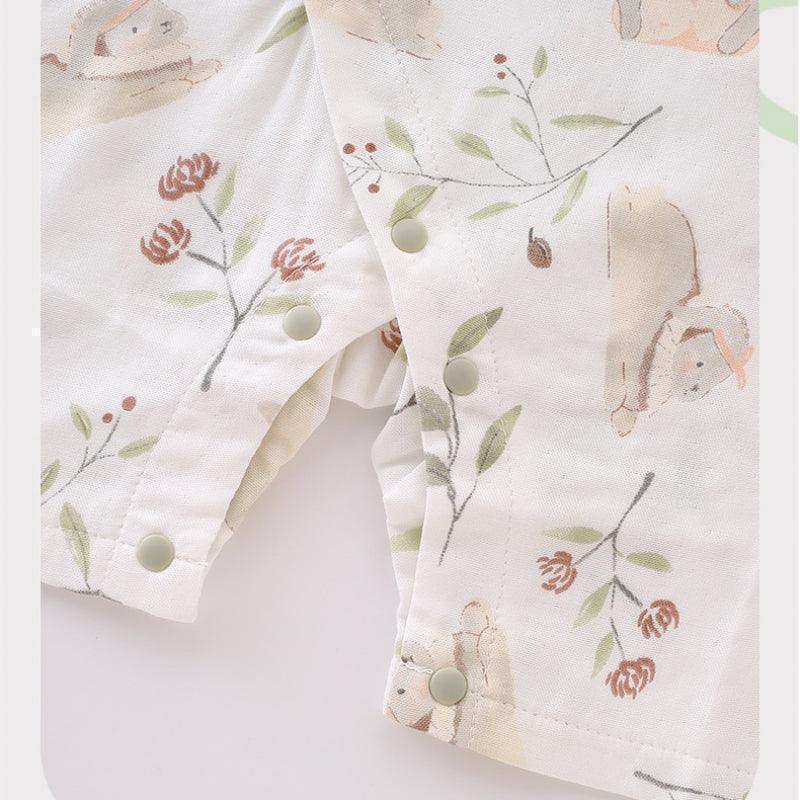 Cotton & Bamboo Muslin Short Sleeve Romper - Pear & Bunny - Organic Cotton Clubs