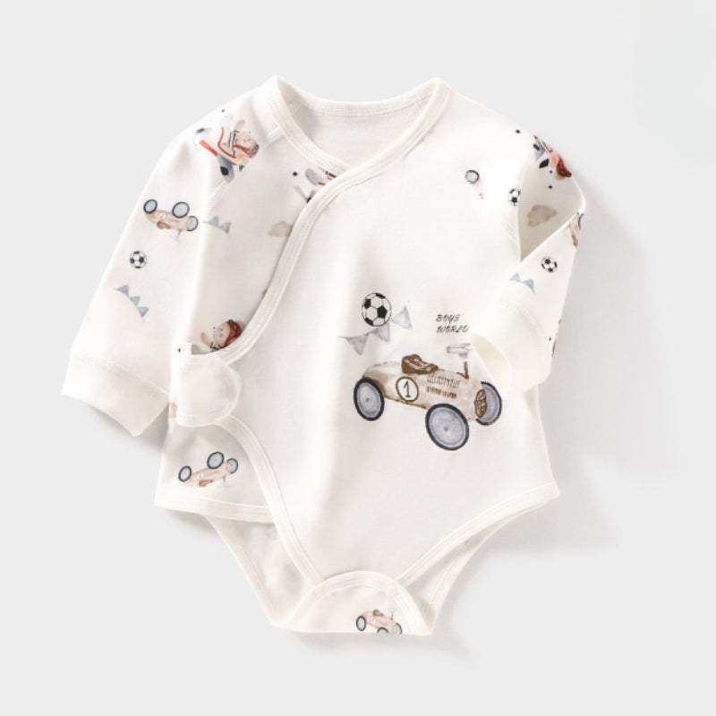 100% Cotton Long Sleeve Bodysuit with Velcro Closure- Adorable Cat - Organic Cotton Clubs