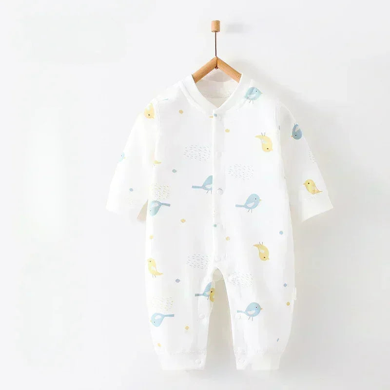 100% Cotton Snap-Up Long Sleeve Romper - Leopard - Organic Cotton Clubs