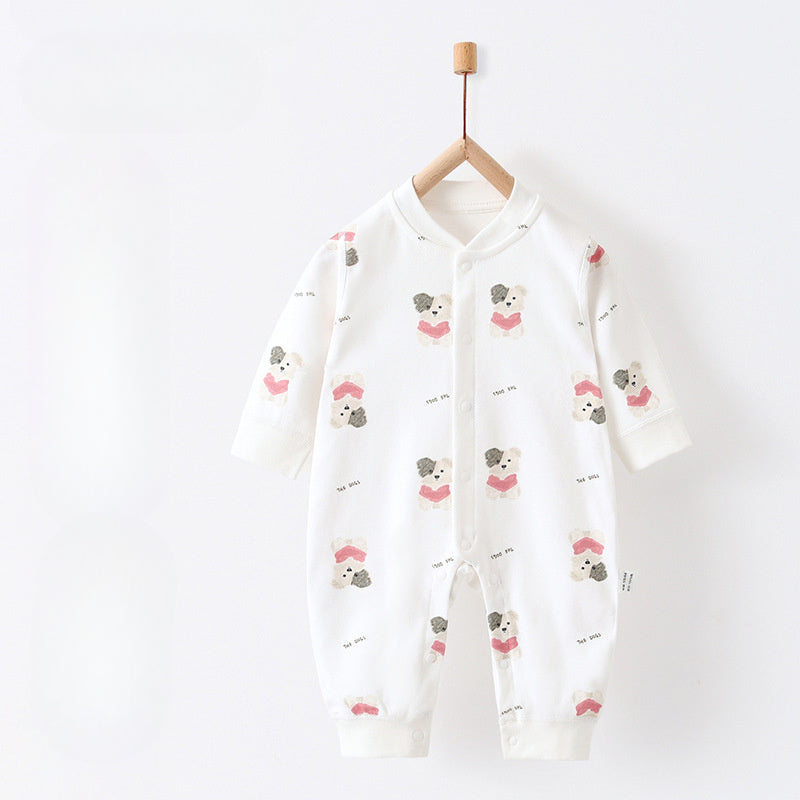 100% Cotton Snap-Up Long Sleeve Romper - Park - Organic Cotton Clubs