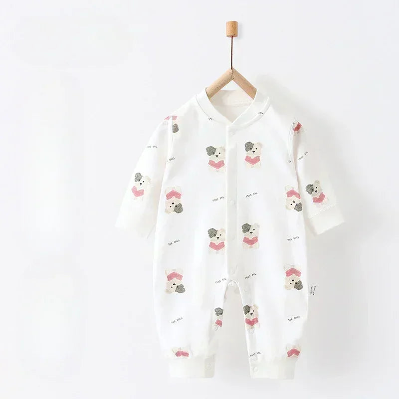100% Cotton Snap-Up Long Sleeve Romper - Park - Organic Cotton Clubs