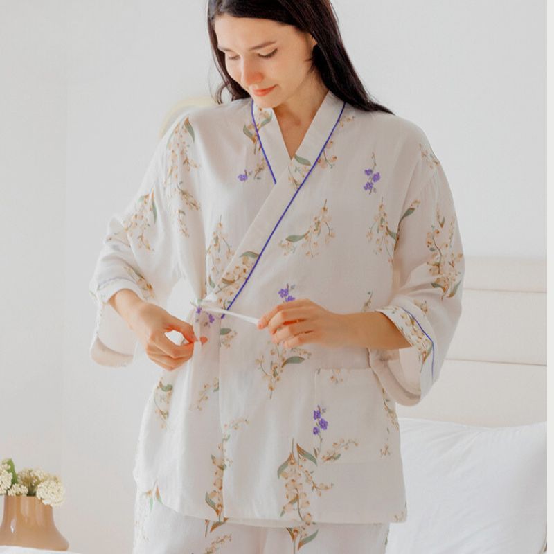 Organic Cotton Muslin Wrap Maternity Pajama Set- Fish - Organic Cotton Clubs