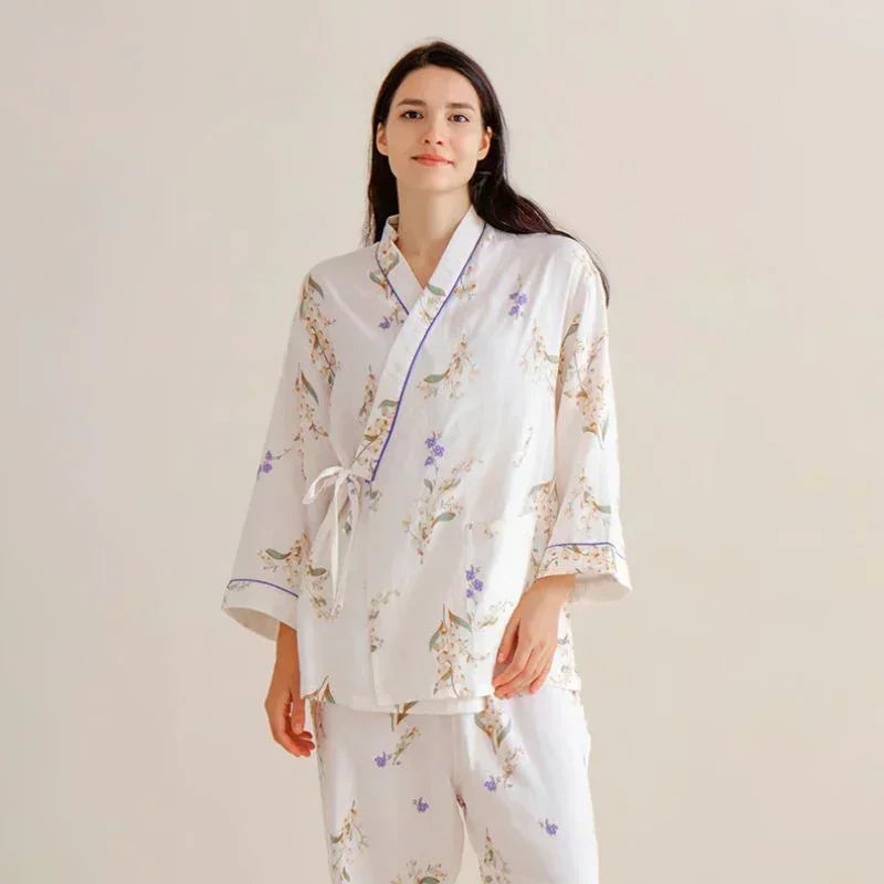 Organic Cotton Muslin Wrap Maternity Pajama Set- Fish - Organic Cotton Clubs