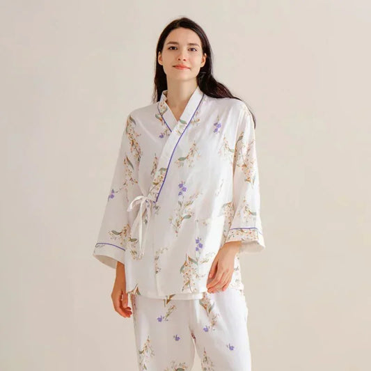 Organic Cotton Muslin Wrap Maternity Pajama Set- Fish - Organic Cotton Clubs