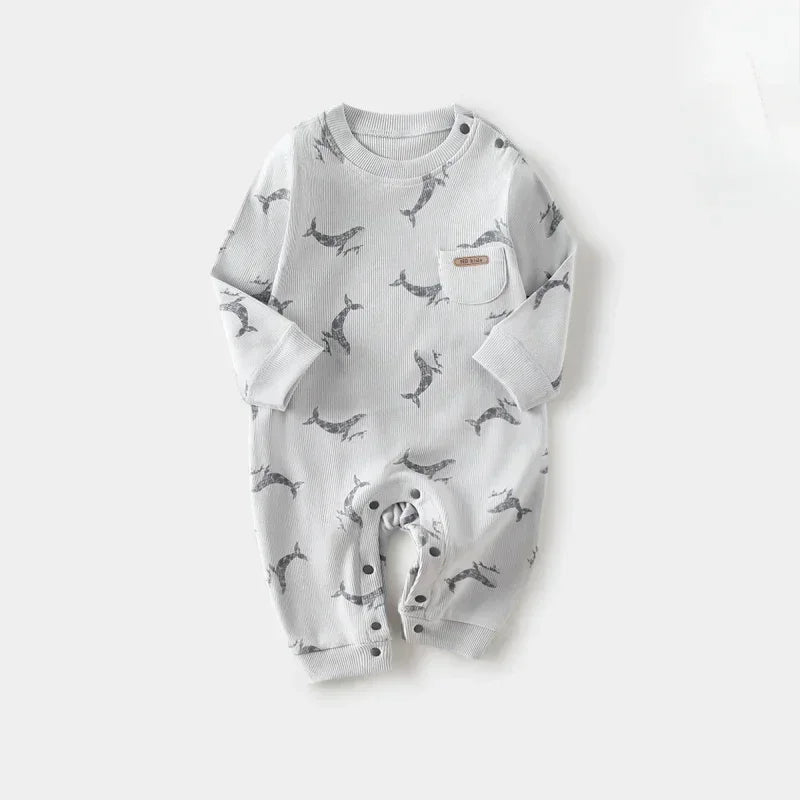 Cotton Long Sleeve Romper - Monster - Organic Cotton Clubs