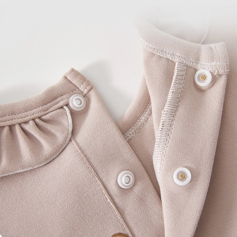 100% Cotton Long Sleeve Pullover Bodysuit - Cookie & Bowknot