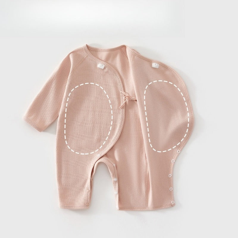 100% Cotton Long-Sleeve Kimono Romper - Yellow