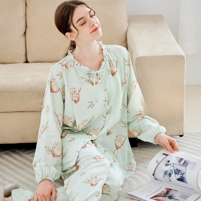 Organic Cotton Muslin Button-Up Maternity & Nursing Pajama - Morning Glory - Organic Cotton Clubs