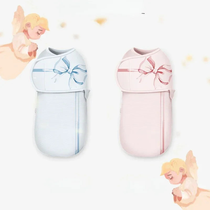 Organic Cotton Muslin Sleep Sack - Blue Adorable Bowknot - Organic Cotton Clubs