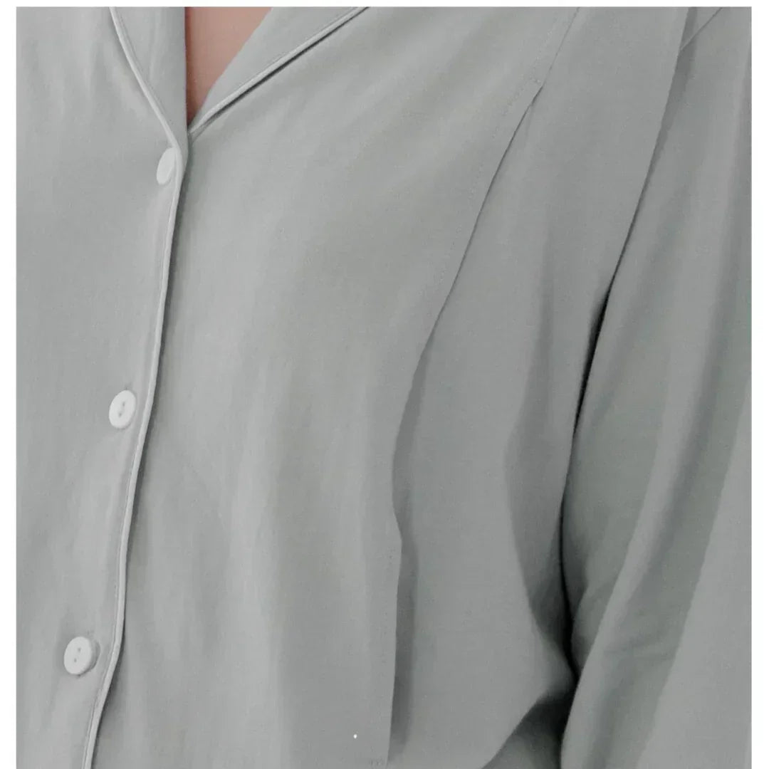 Cotton Button-Up Maternity Pajama- Green - Organic Cotton Clubs