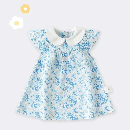 100% Cotton Short Sleeve Dress - Red Bowknot Garden - Organic Cotton Clubs