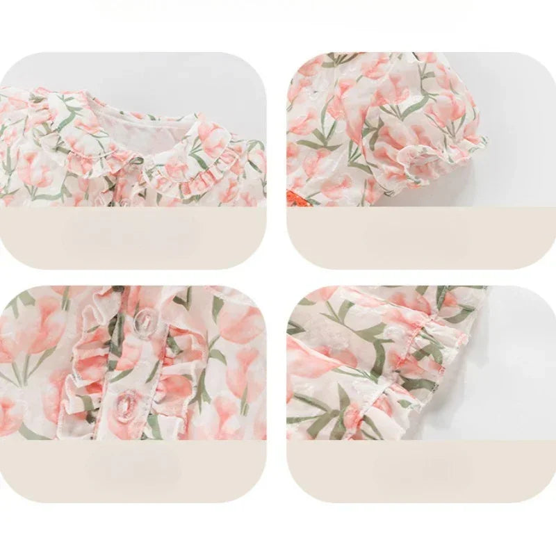 Cotton Short-Sleeve Princess Dress - Yellow Tulip - Organic Cotton Clubs