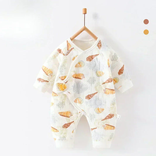 100% Cotton Warm Long Sleeve Romper with Velcro Closure - Bear - Organic Cotton Clubs