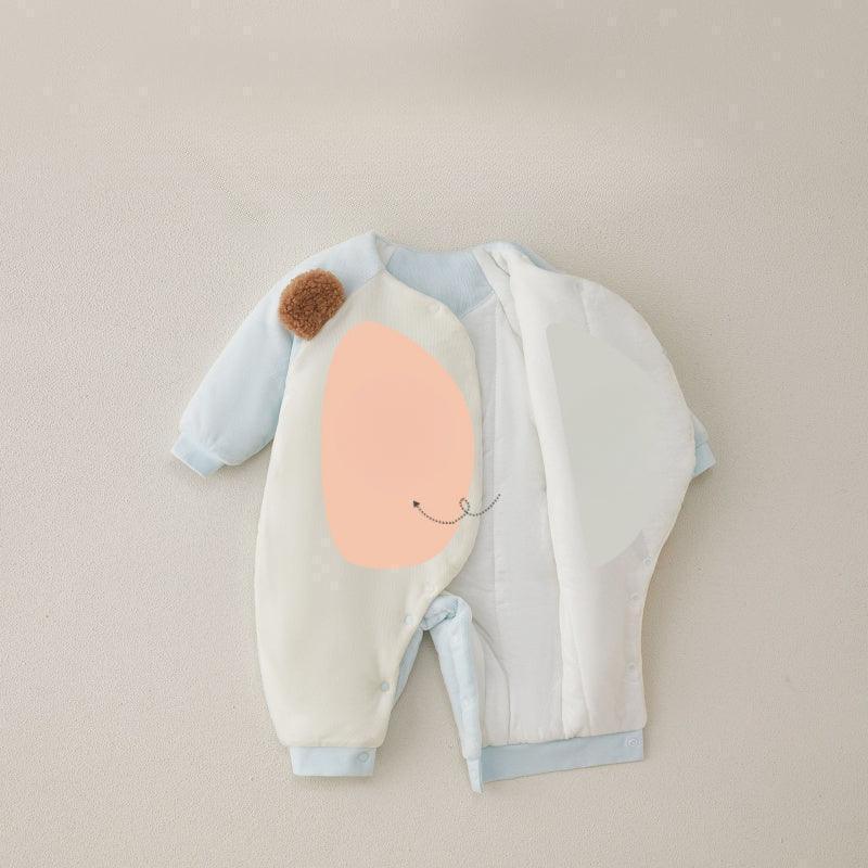 100% Cotton Extra Warm Long Sleeve Quilted Romper - Yellow Bear - Organic Cotton Clubs