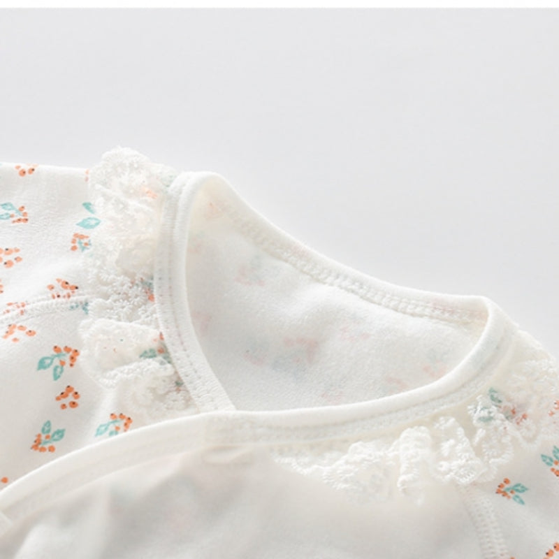 100% Cotton Long Sleeve Wrap Romper - Floral - Organic Cotton Clubs