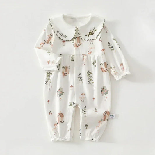 100% Cotton Long Sleeve Snap-Up Romper - Country House - Organic Cotton Clubs