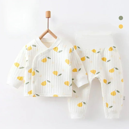 100% Cotton Warm Long Sleeve Long Sleeve Top & Pants Set- Pear - Organic Cotton Clubs