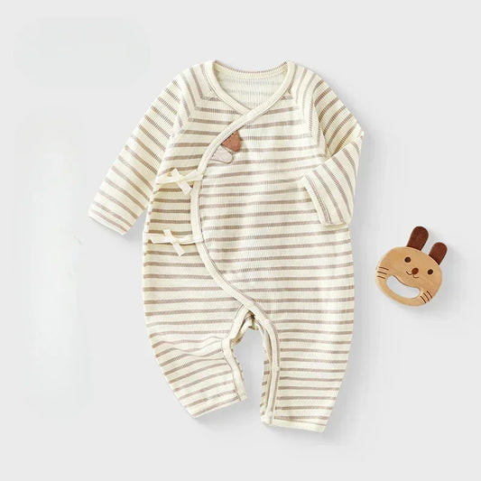 Cotton Long Sleeve Kimono Romper - Cute Stripe - Organic Cotton Clubs