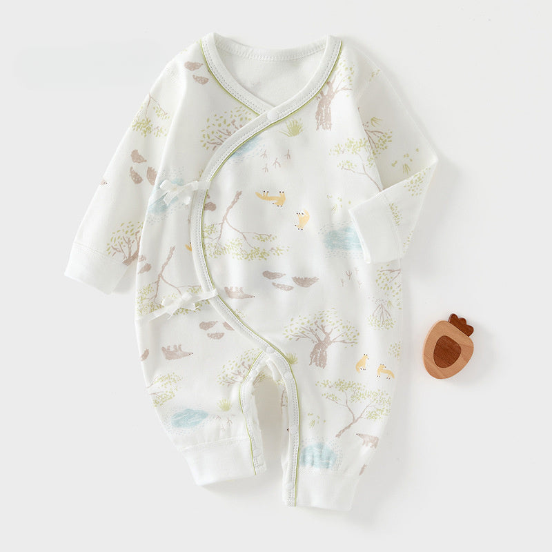 100% Cotton Long Sleeve Kimono Romper - Tree - Organic Cotton Clubs