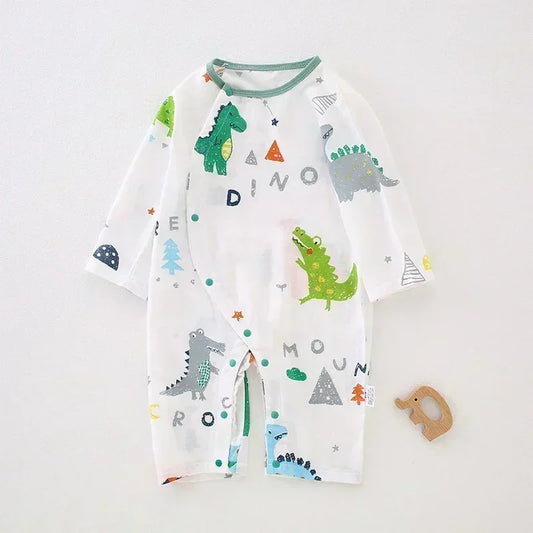 Cotton & Bamboo Muslin Long Sleeve Romper - Cute Whale - Organic Cotton Clubs