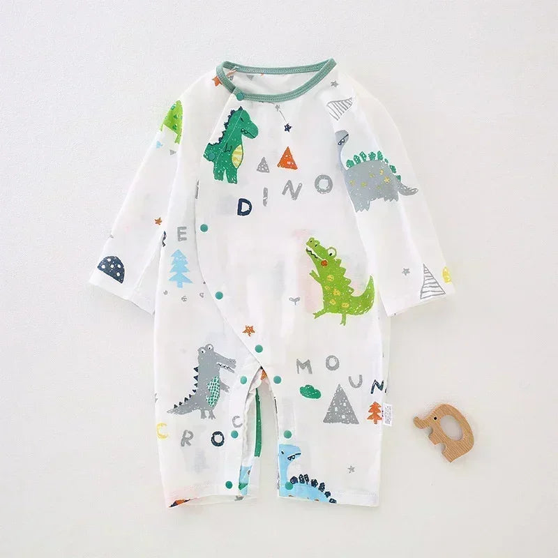 Cotton & Bamboo Muslin Long Sleeve Romper - Cute Whale - Organic Cotton Clubs