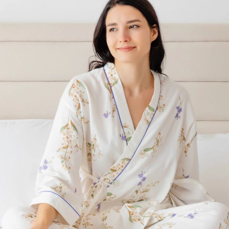 Organic Cotton Muslin Wrap Maternity Pajama Set- Fish - Organic Cotton Clubs