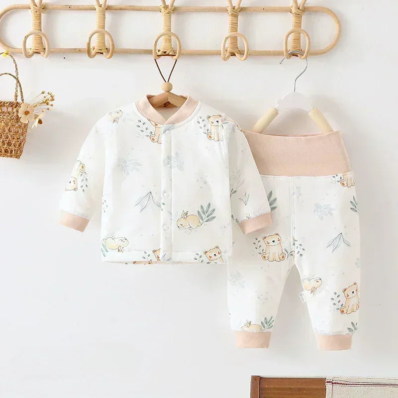 100% Cotton Long Sleeve Quilted Top & Pants Set- Cotton Flowers - Organic Cotton Clubs