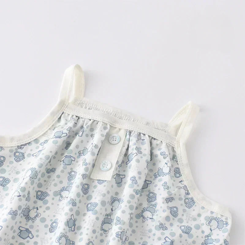 100% Cotton Sleeveless Romper - Pink Heart - Organic Cotton Clubs