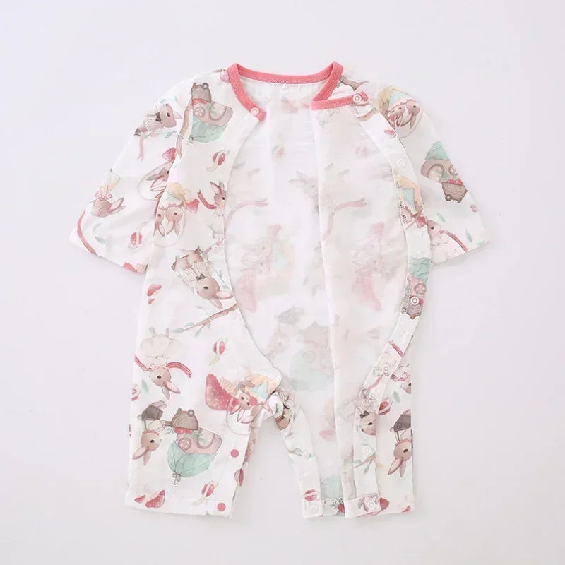 Cotton & Bamboo Muslin Long Sleeve Romper - Panda - Organic Cotton Clubs