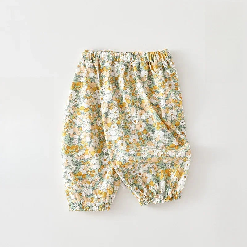 Cotton Flutter-Sleeve Top & Pants Set - Yellow Floral Pants - Organic Cotton Clubs
